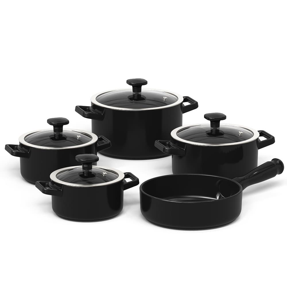 Jogo De Panelas Aura 5 Pcs Preto