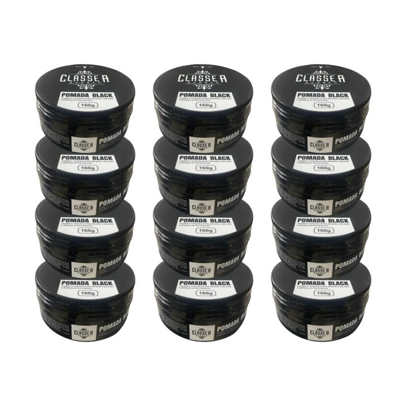 Kit 12 Pasta Modeladora Black Classe A 160g Fixação Forte Disfarça Fios Brancos