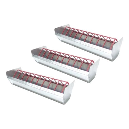 Kit 3 Comedouros Calha 30cm Para Aves, Galinhas, Galinheiro Cinza