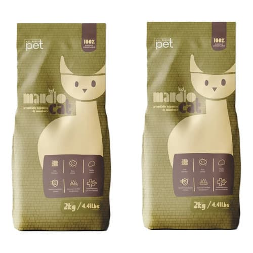 Granulado Higiênico Premium Mandiocat Natural Biodegradável 2 X 2 Kg