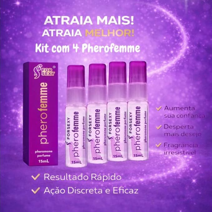 PheroFemme – O Perfume da Atração e Confiança Feminina Kit 4 Unidades Sedução