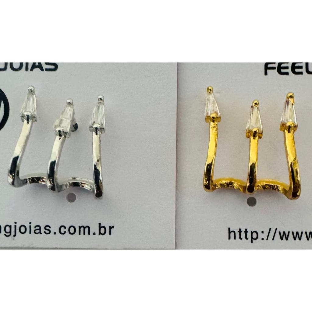 Brinco  54# Feminino Casual Dourado Prata Blogueira Brilhante Zircônia Elegante