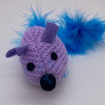 RATINHO PARA PET - COM RABO DE PENA, 13CM, CORES SORTIDAS