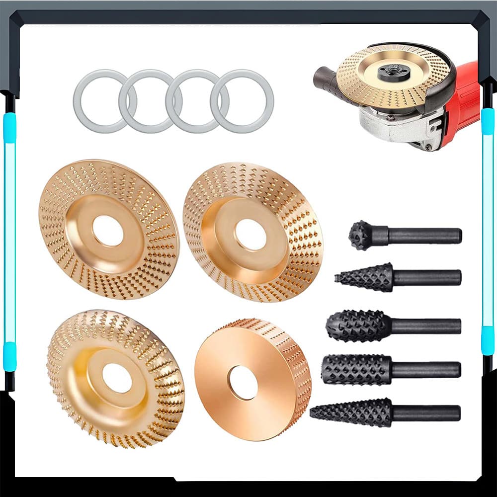 Conjunto de discos para esculpir madeira com rebarbadora angular (4 discos) Para lixar tábuas e móveis de madeira