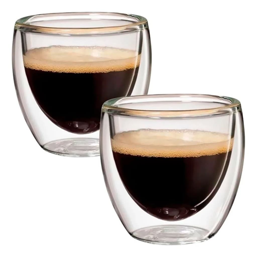 2 Xícara copos vidro parede dupla borossilicato transparente 100ml café chá