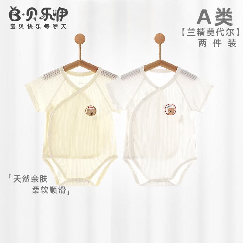 Belle bebê verão bebê macacão Modal pijama macacão bebê manga curta triângulo macacão Homewear