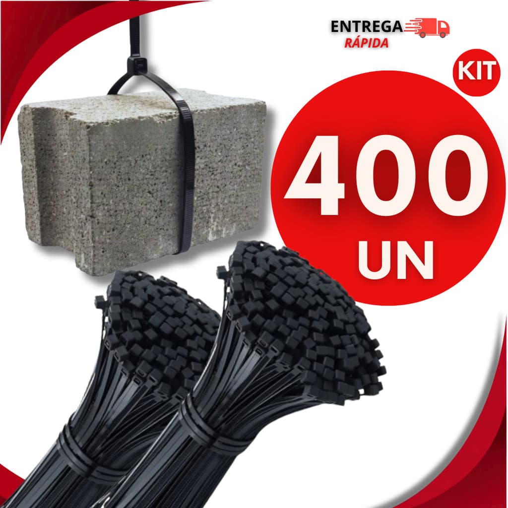 400 Abraçadeira Nylon Enforca Gato Preto 30cm 3,6mm Cintas Plásticas Fita Hellermann Resistente  Premium Multiuso