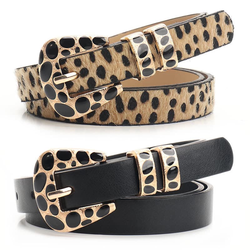 Europeu americano ins estilo leopardo impressão cinto feminino moda quente menina estilo ponto liga fivela senhoras cint