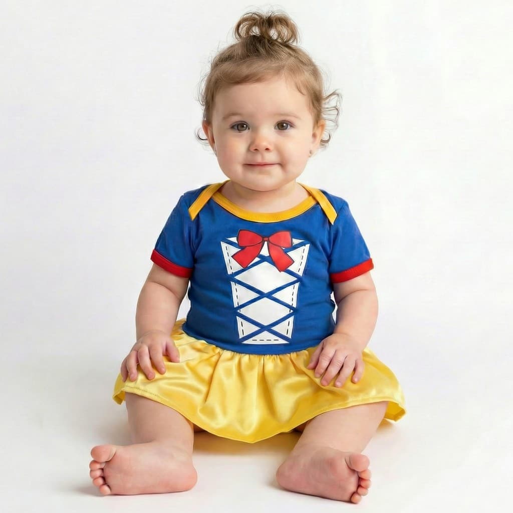 Body Bebê Menina Mesversario Recém Nascido RN Conjunto Branca de Neve Tecido Confortável