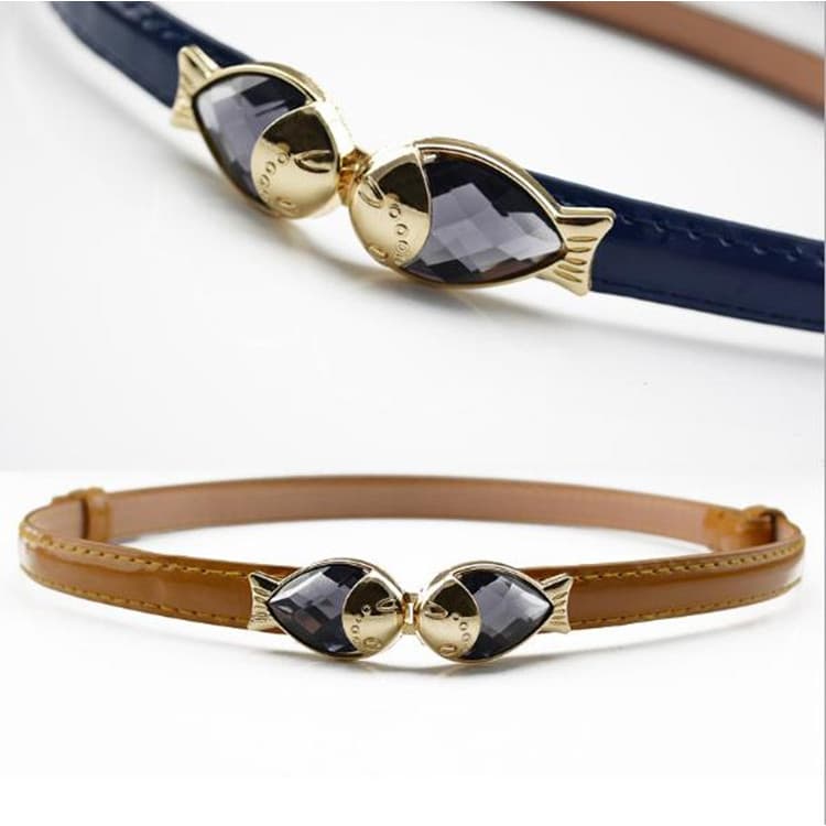 Cinto de compra de fornecimento de loja de roupas de tiro Real azul marinho azul escuro cinto feminino fino cinto retrát
