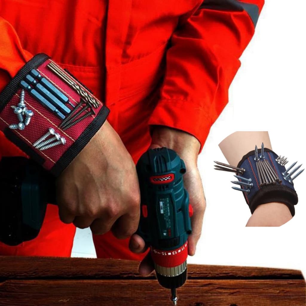 Pulseira Magnética Porta Parafusos Pregos Ajustável Imã Forte Bracelete