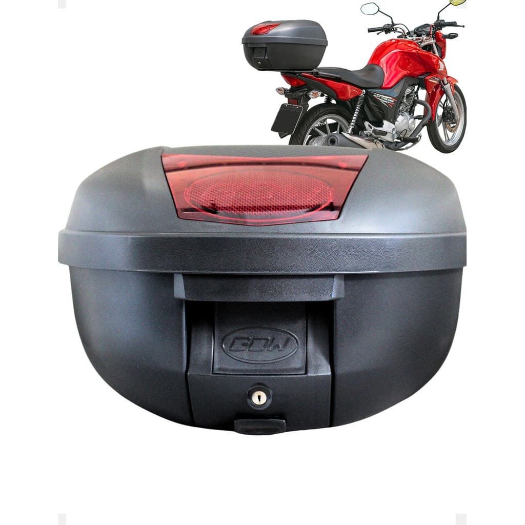 Baú Bauleto Para Moto Gow 33 Litros Refletivo Caixa Motoboy Preto
