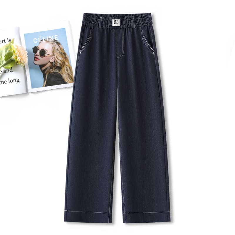 Calças de brim femininas verão estilo fino 2025 novo estilo feminino verão dia feminino cintura alta calças largas perna