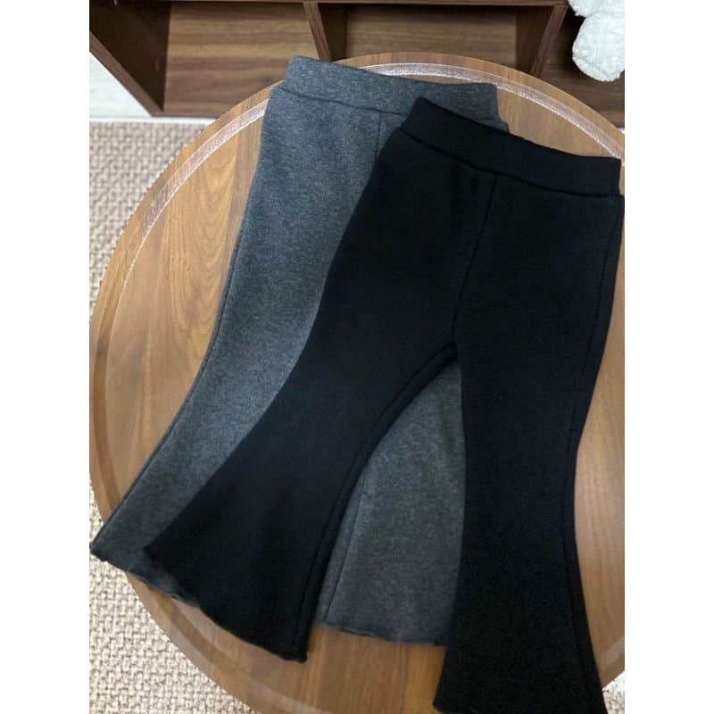 Crianças forro de lã calças espessadas 2025 inverno novo estilo meninas Casual All-Match cor sólida estiramento confortá