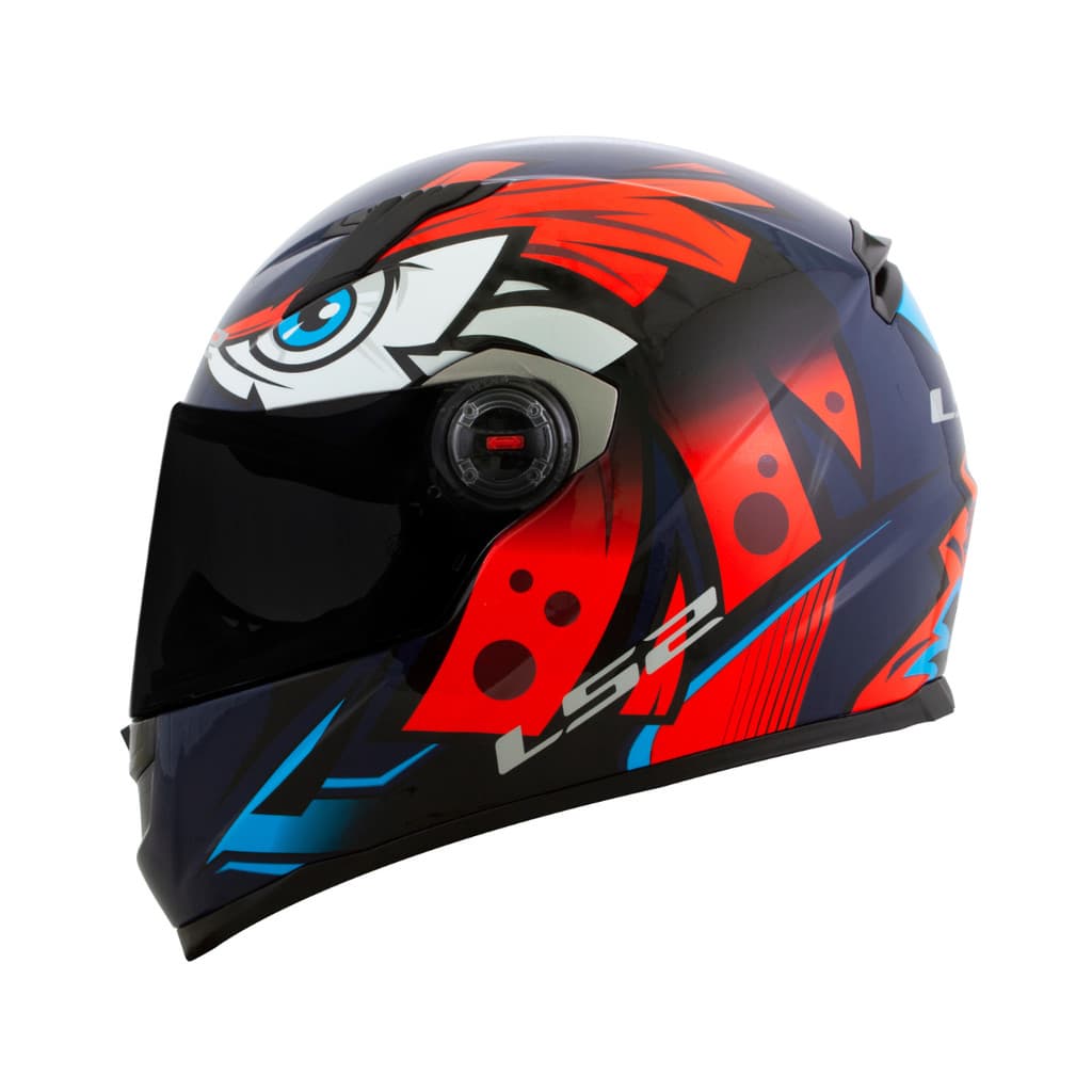 Capacete Moto LS2 FF358 Tribal Azul e Laranja Brilhante