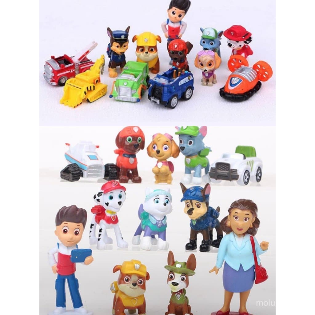 202612 peças de Figuras de Anime da Patrulha Canina, Bonecos Ryder, Marshall, Chase, Rocky, Zuma, Skye, 4-10cm, Brinqued