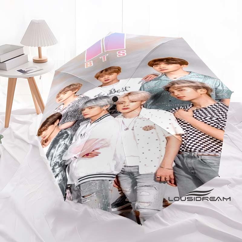 Novo guarda-chuva dobrável impresso com combinação de canto masculino coreano BTS 3D