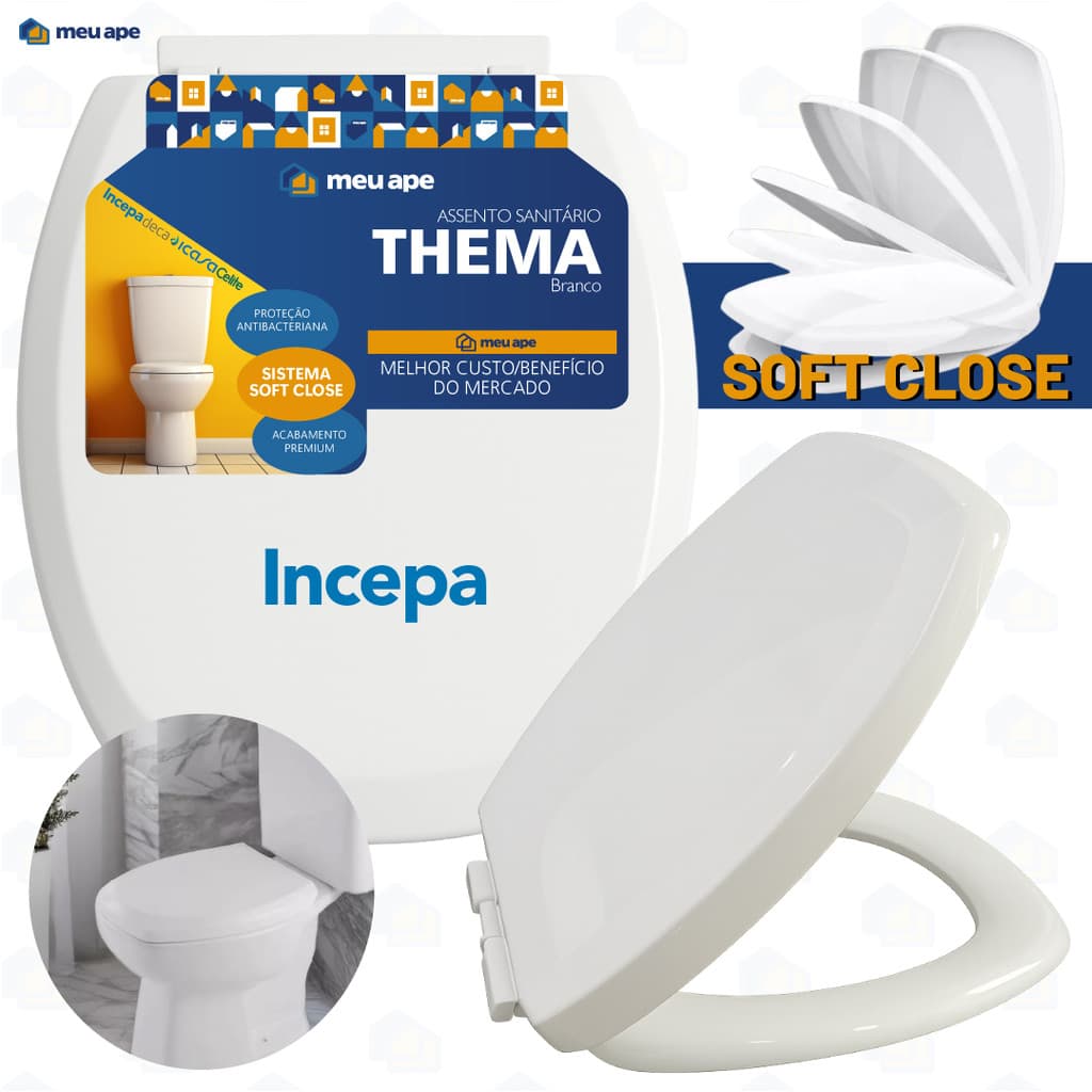 Assento Sanitário Tampa Vaso Soft Close Thema Incepa Iris Onix Hawaii Agnes Valentina Modialle Versa