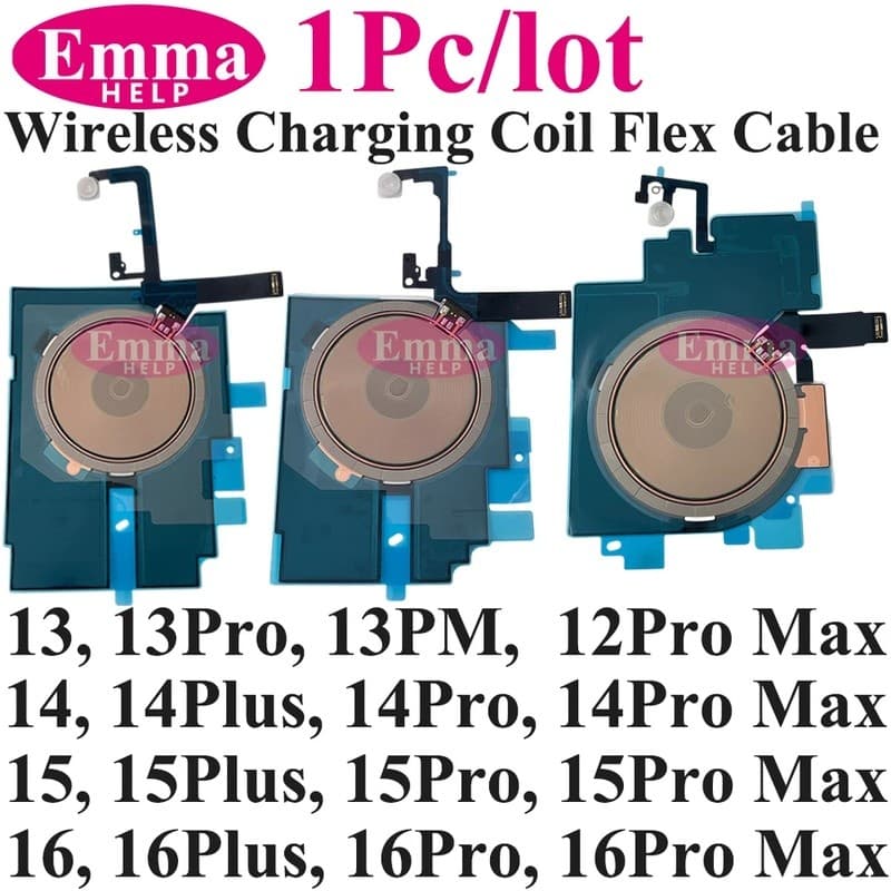 Bobina De Carregamento Sem Fio NFC + Cabo Flexível De Volume De Energia Para iPhone 14 14 Plus 15 15 Pro Max 16-Antena W