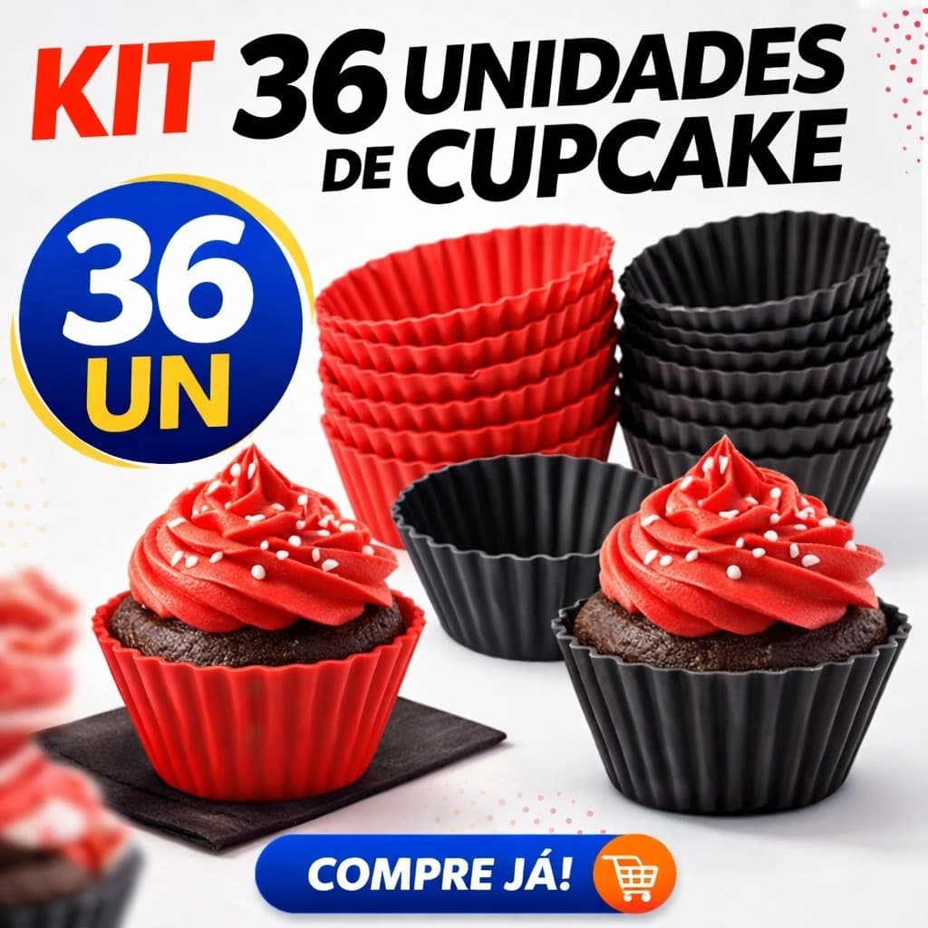 Forma Silicone 36/24 ou 12 Cupcake Muffin Forminha Redonda Air Fry Microondas Assadeira Bolinho Doceria Utilidades