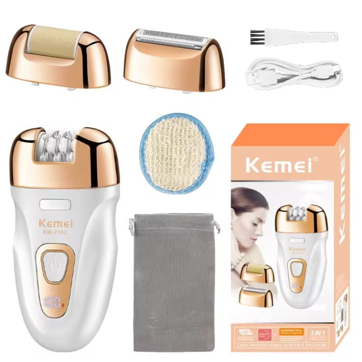 Km -7102 3 Em 1 Mulheres Corpo Depilação Usb Recarregável Barbeador Elétrico  Sem Fio Mulheres