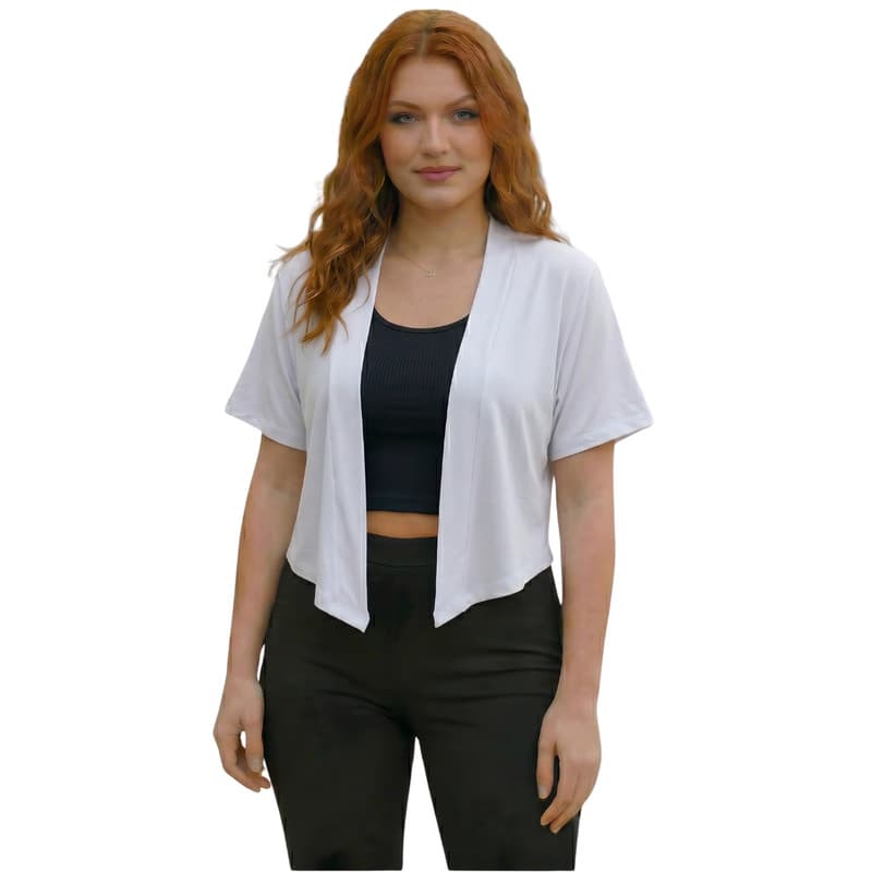 Casaquinho Cardigan Feminino Curto Bolero Colete Leve Manga Curta