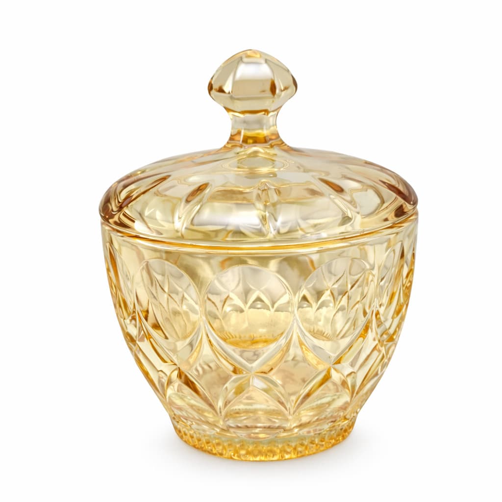 Bomboniere Potiche Decorativo Baleiro Porta Doce Vidro Ambar - PEQUENO 8,5 x 11cm