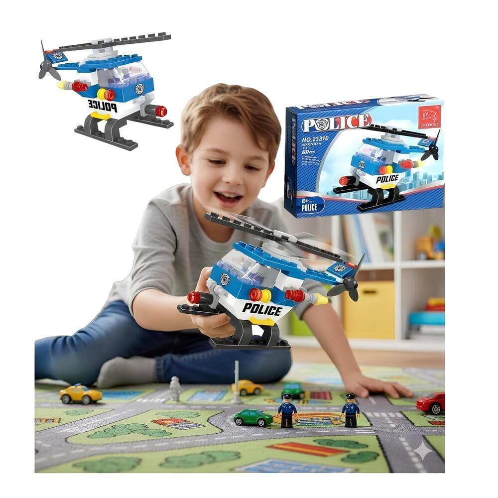 Helicóptero Bloco De Montar Brinquedo Infantil Diversão