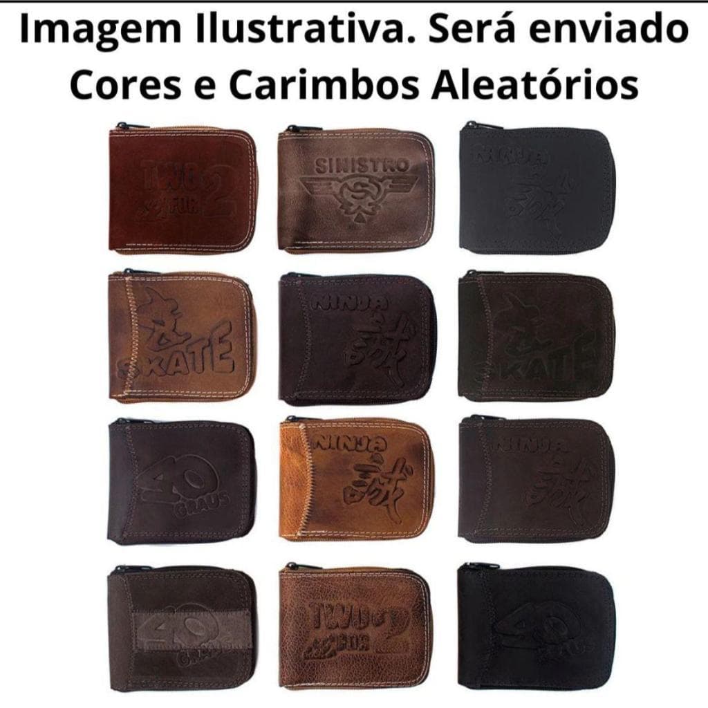Carteiras Masculinas Com Ziper De Couro Cores Aleatórias - WL2