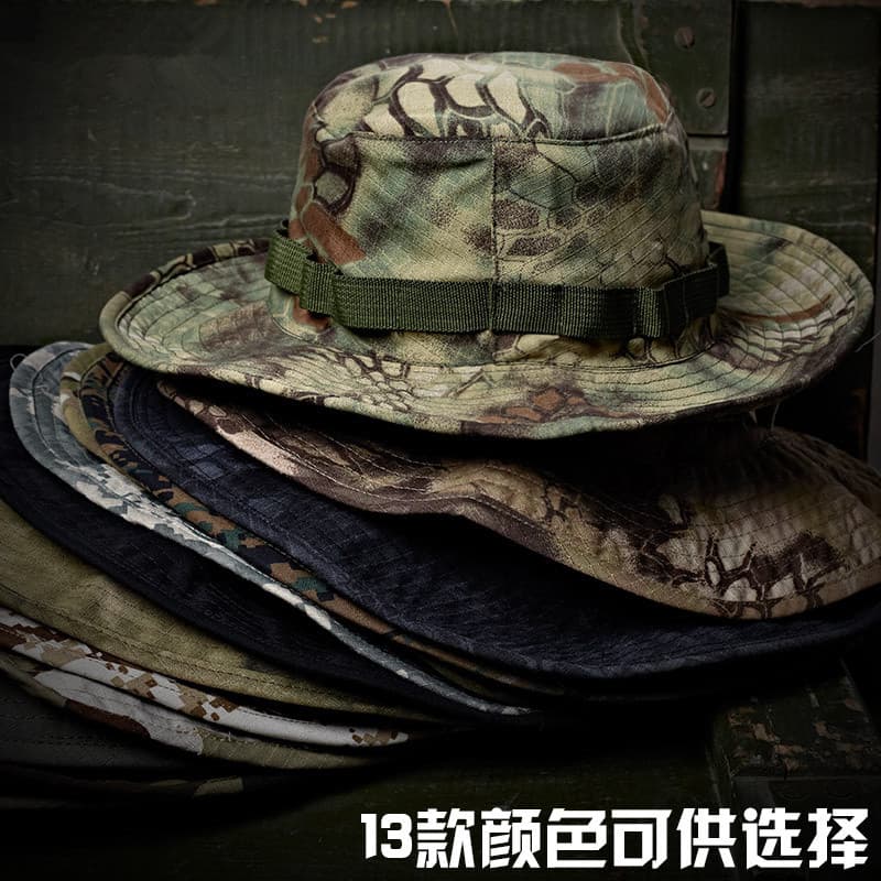 Python Padrão Camuflagem Benny Chapéu Ventilador Militar Chapéu Tático Borda Redonda Chapéu Balde Chapéu Pequeno Soldado
