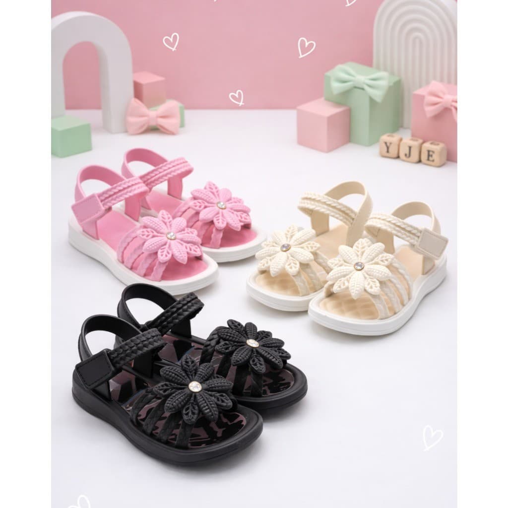 Sandália bebê menina com florzinha - Sandália menina papete com velcro juvenil 21 ao 30 OUTLETFLASH