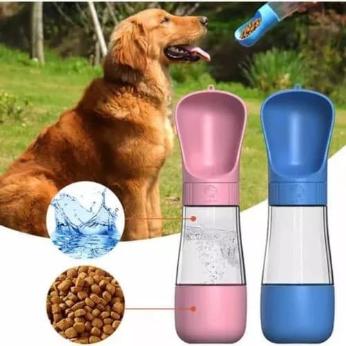 Garrafa de Água e Ração para Pets 2 em 1 – Portátil para Cães e Gatos | Passeio e Viagem