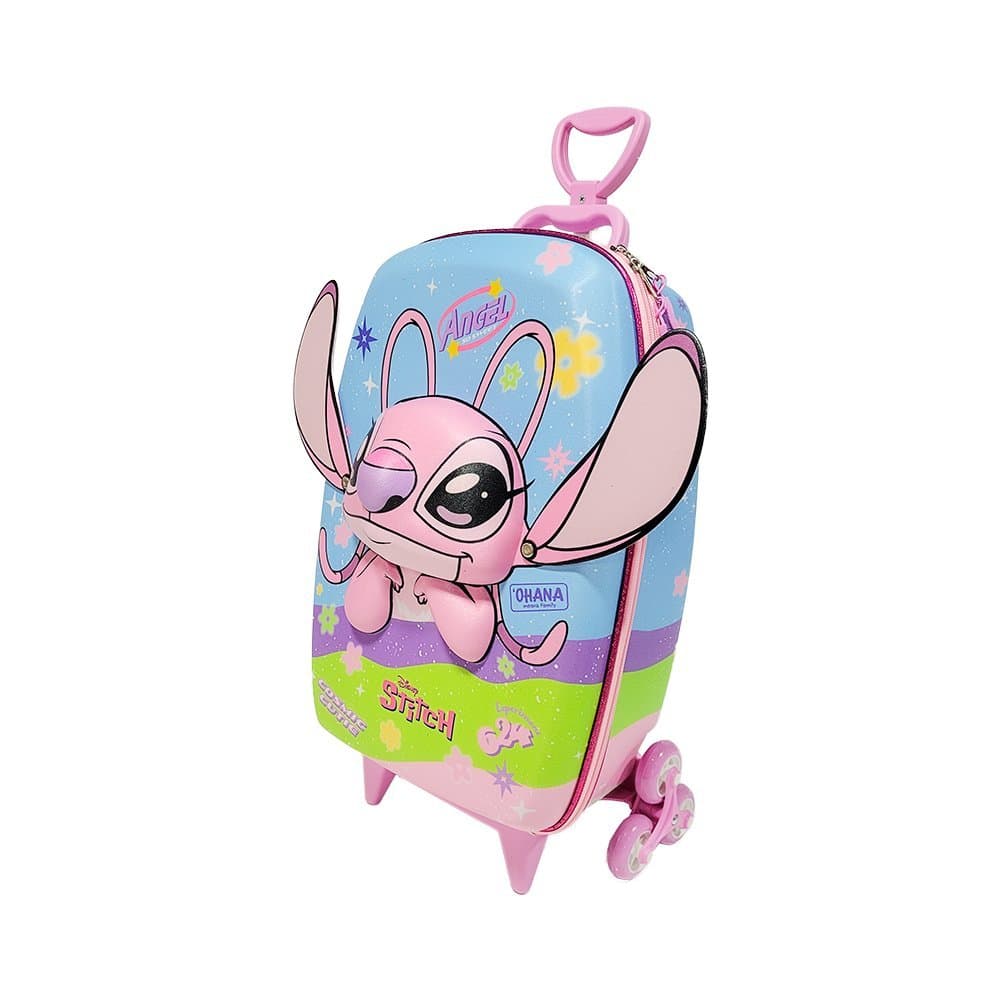 Mala Infantil Angel Stitch 3D com Rodinhas - Azul
