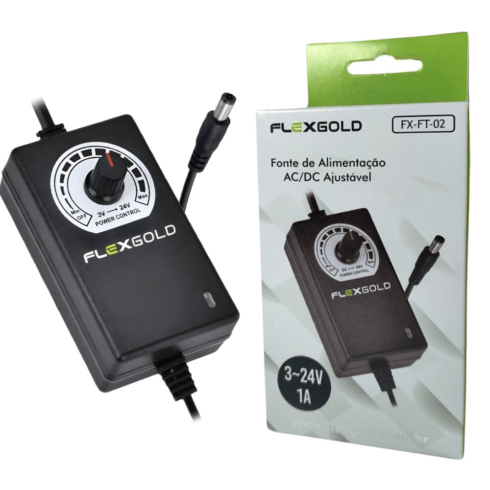 Fonte de alimentação Chaveada Ajustavel 3 à 24V 1A FX-FT-02 Flex Gold