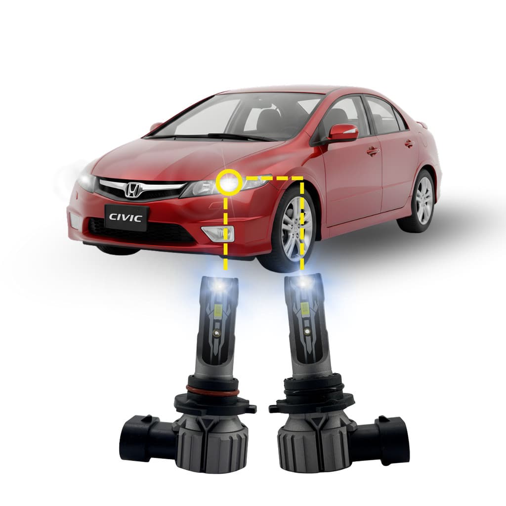 Kit Lâmpadas Super Led Farol Honda Civic 2004 2005 Até 2011 Hb3-hb4 Branco Branco-frio