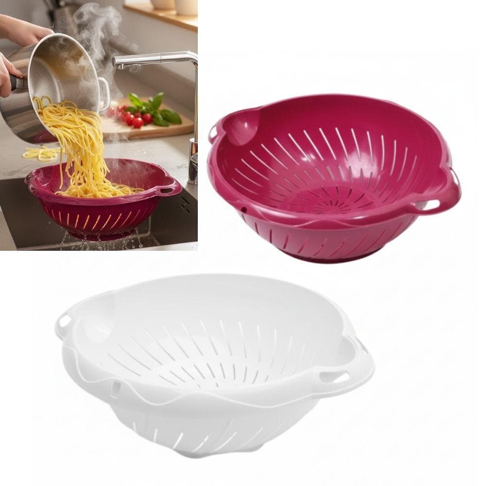 ESCORREDOR DE MASSAS MACARRAO LEGUMES ARROZ FRUTAS RESISTENTE ALÇAS COZINHA UTENSILIO DOMESTICO PENEIRA LAVA TUDO PLASTI