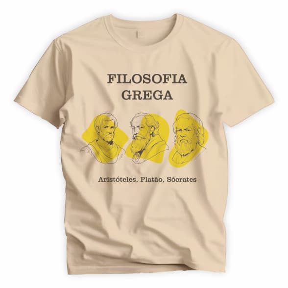 Camiseta Unissex Fio 30.1 Filosofia Grega Platão, Sócrates, Aristóteles Camisa Pensadores Filósofos Estampas em DTF.