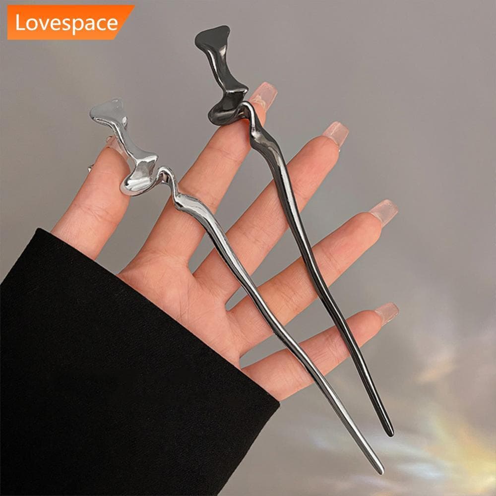 LS-STORE Grampos De Cabelo Estilo Chinês Vintage Minimalista Metal Geométrico Bastão Feminino Pauzinho Grampo Moda Elega