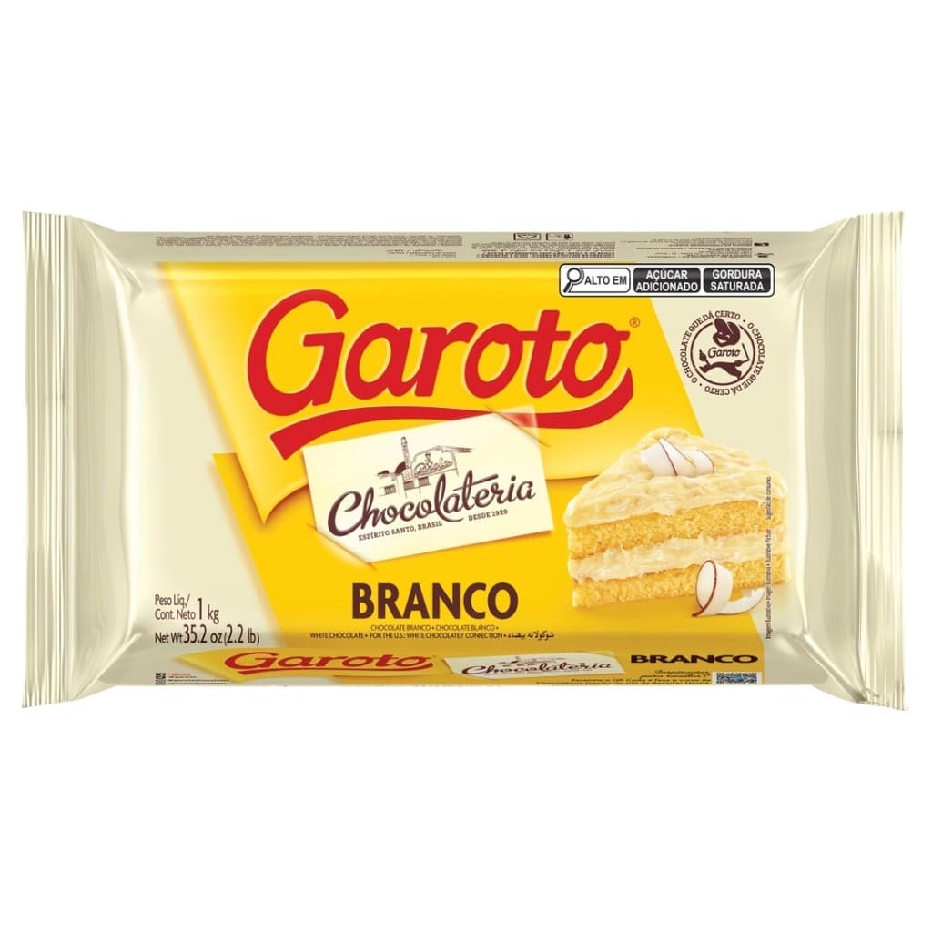 1kg Barra de Chocolate Nobre Branco Garoto
