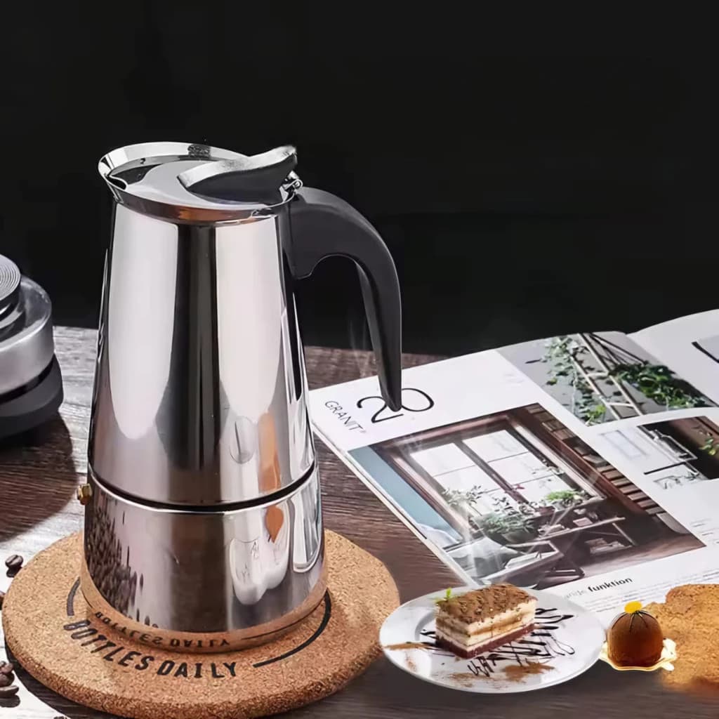 Cafeteira Italiana Inox Moka Bule Café Cozinha Preparo Rápido Jarra Chaleira Garrafa Servir Xícaras