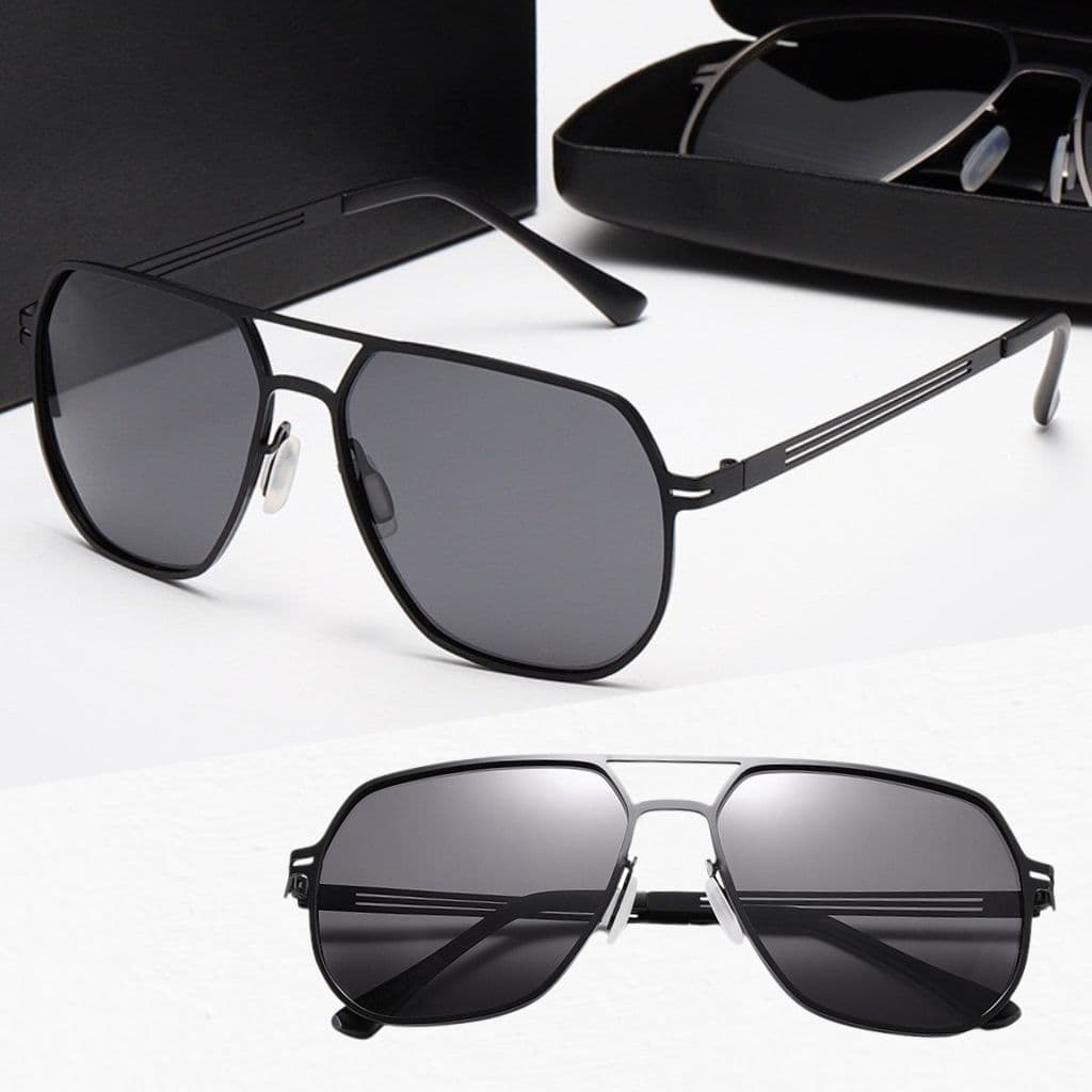 Óculos sol polarizado unissex lentes TAC UV400 redução reflexos moderno minimalistaarmação metálica