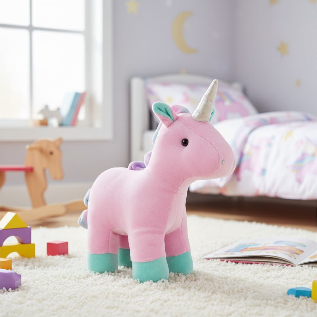 Pelúcia Unicórnio 30cm Toybrink Fofinho Plush Rosa/verde