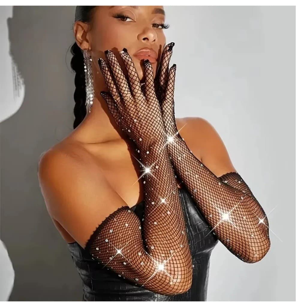 luva Meias arrastão/meias de malha/mulher Meias arrastão com diamantes estendidos para adultos