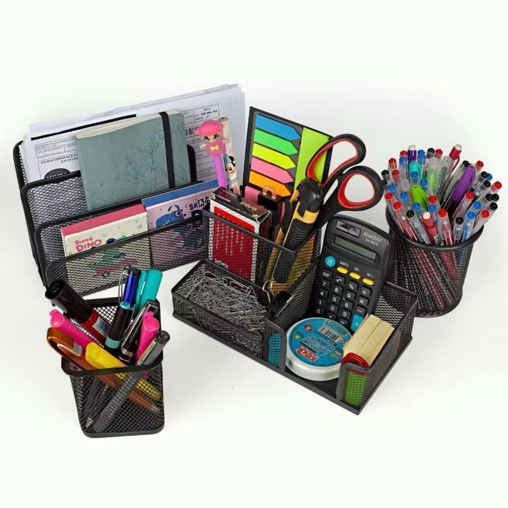 Porta Caneta Organizador de Mesa Escritório em Metal Aramado Multiuso