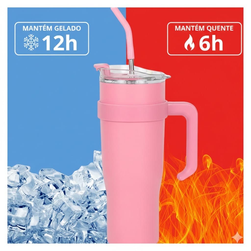 Copo Térmico Virginia com Personalização e canudo de Metal 1200ml
