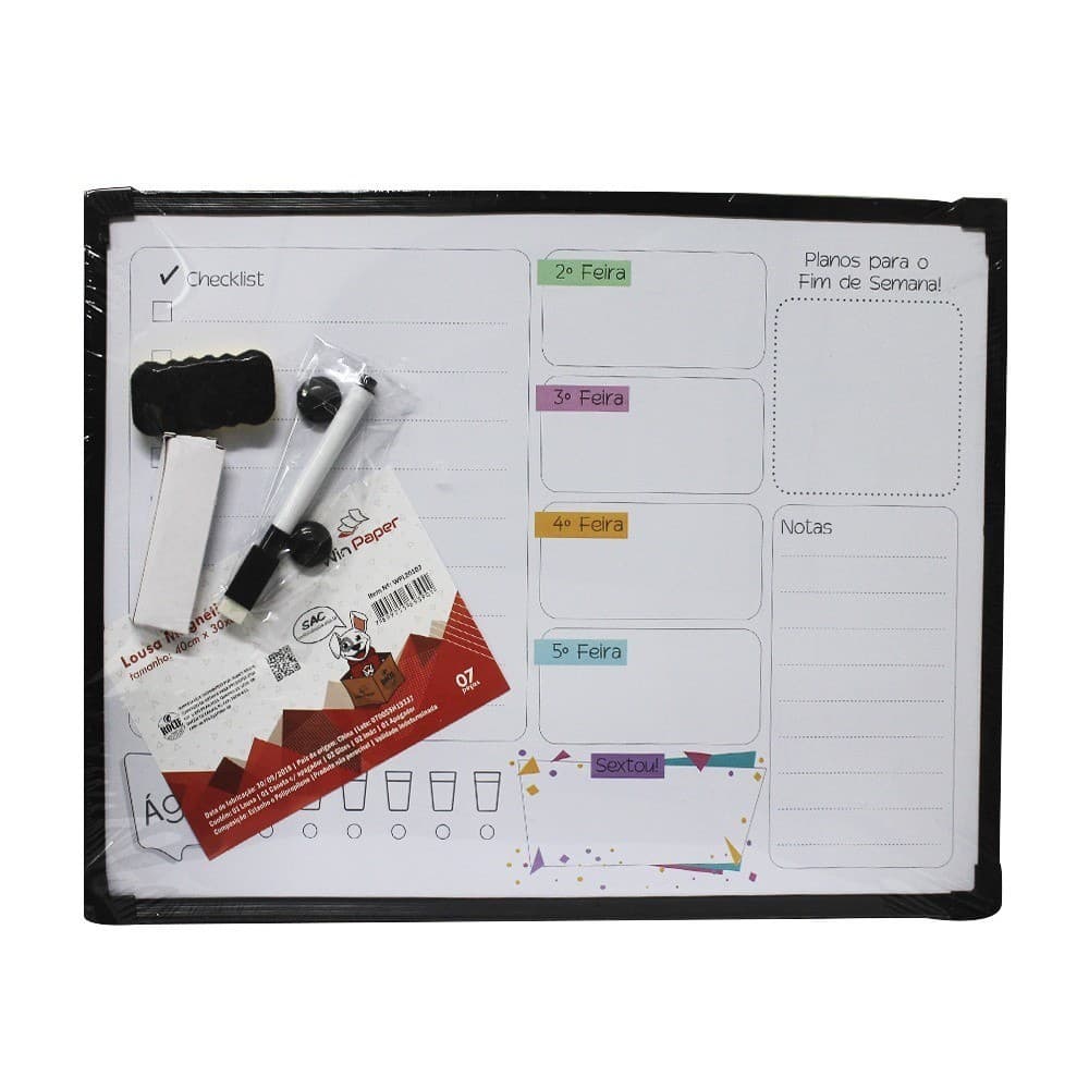 Lousa Magnética Quadro Branco Diversos Modelos Unidade - Win Paper / WX Gift