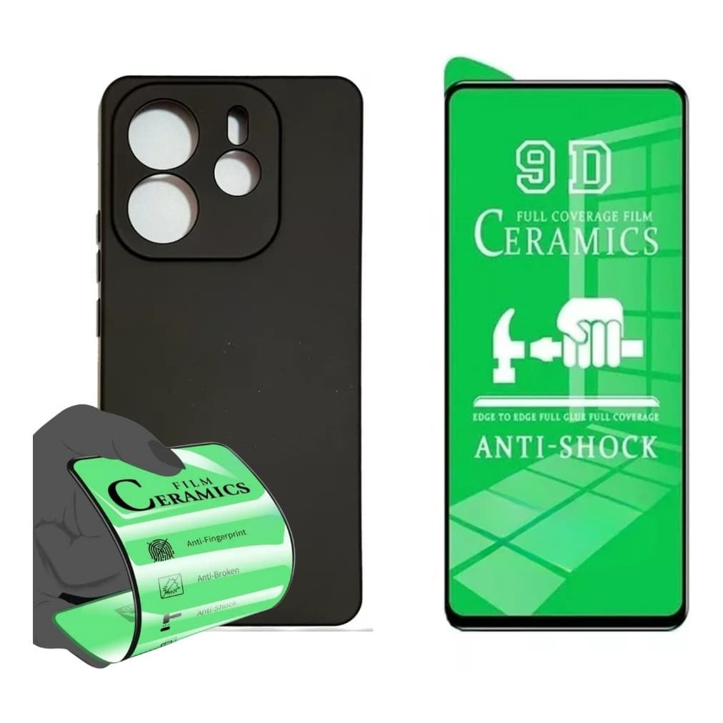 Kit Capinha Aveludada Premium + Película 3D Cerâmica Para Xiaomi Note 14 4g