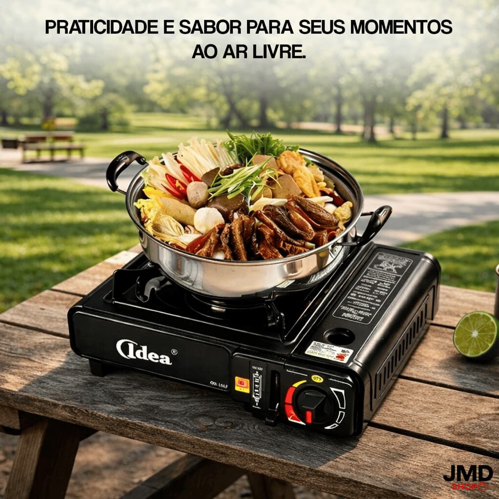 KIt Fogareiro Fogão 1 Boca + Maleta Portátil Camping Viagem Cozinha Lazer de mesa Estrada