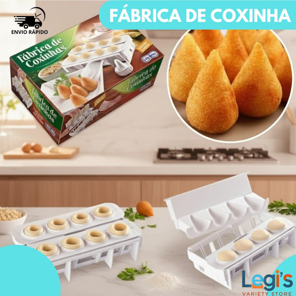 Forma Fábrica de Coxinhas 8 Unidades Modelador de Salgados Prático e Resistente para Cozinha