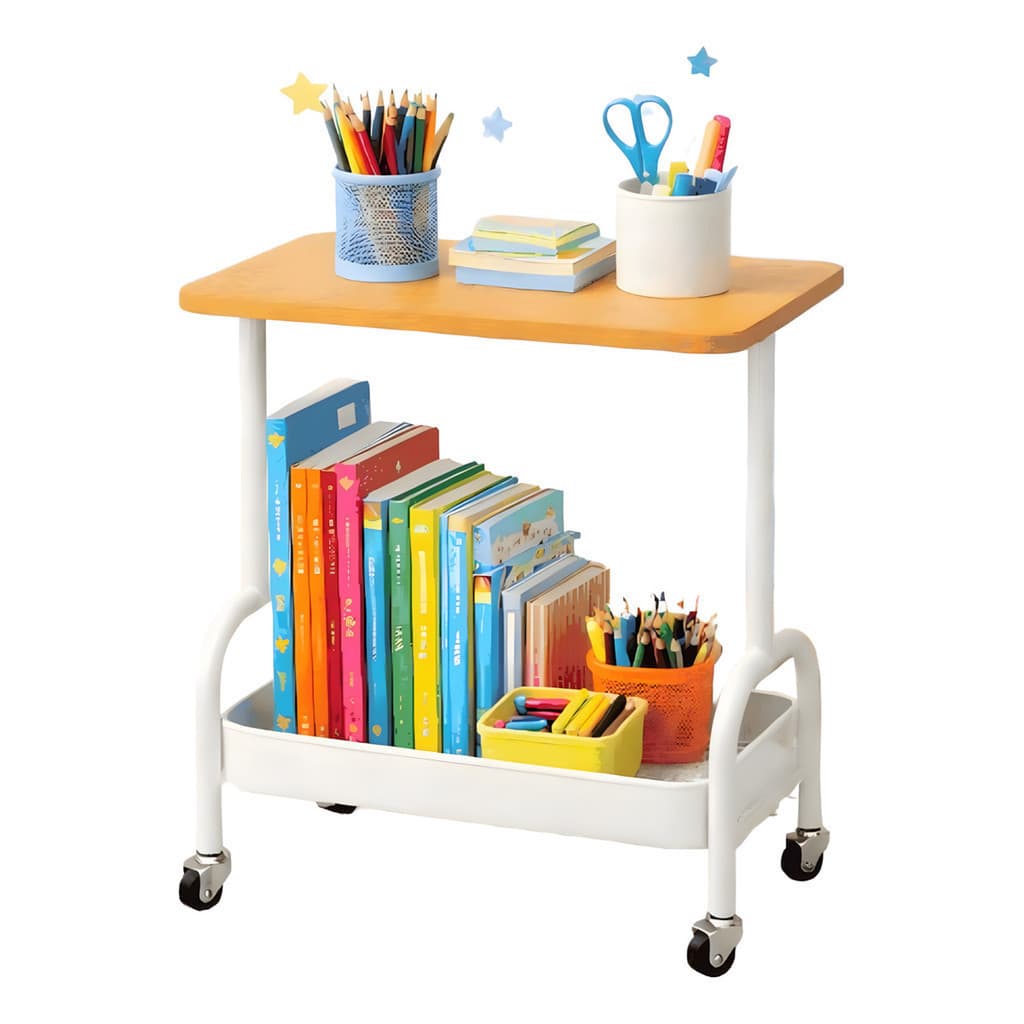 Mesa de Centro Pequena com Rodinhas Mesa Auxiliar MDF com Suporte Inferior para Sala Quarto Cozinha